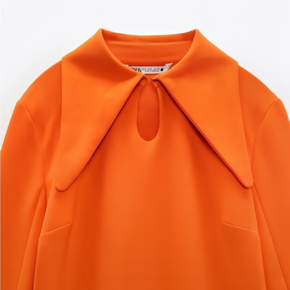 ZARA Tied Neon Orange Mini Dress BNWT - Picture 3 of 8